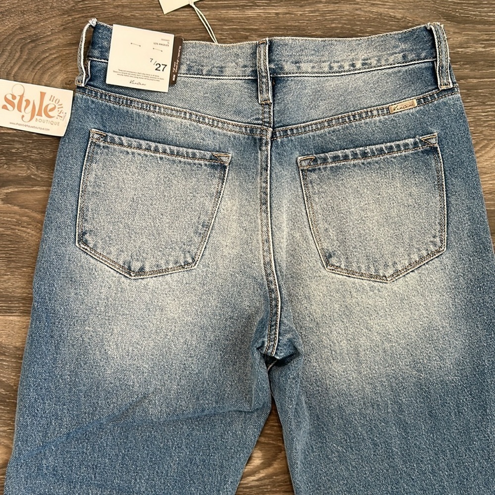 NEW KanCan 27 7 Regina High Waist Mom Jeans Distressed Ripped Denim Medium Wash - Picture 11 of 14